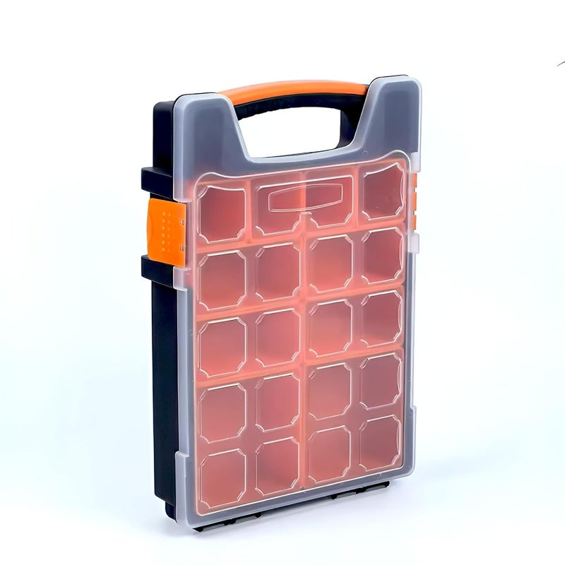 JPT Professional Organizer with 10 Removable Compartments, Orange Plastic Storage Bin for Screws and Small Items - Image 1