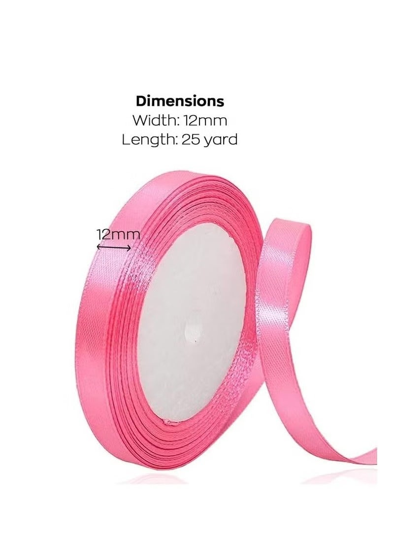 2PCS Ribbon, 12mm x 25 yards polyester fabric ribbon for gift wrapping, party favors, wedding decorations, bow making, bouquets, sewing projects and crafts (Black, Pink) - Image 4