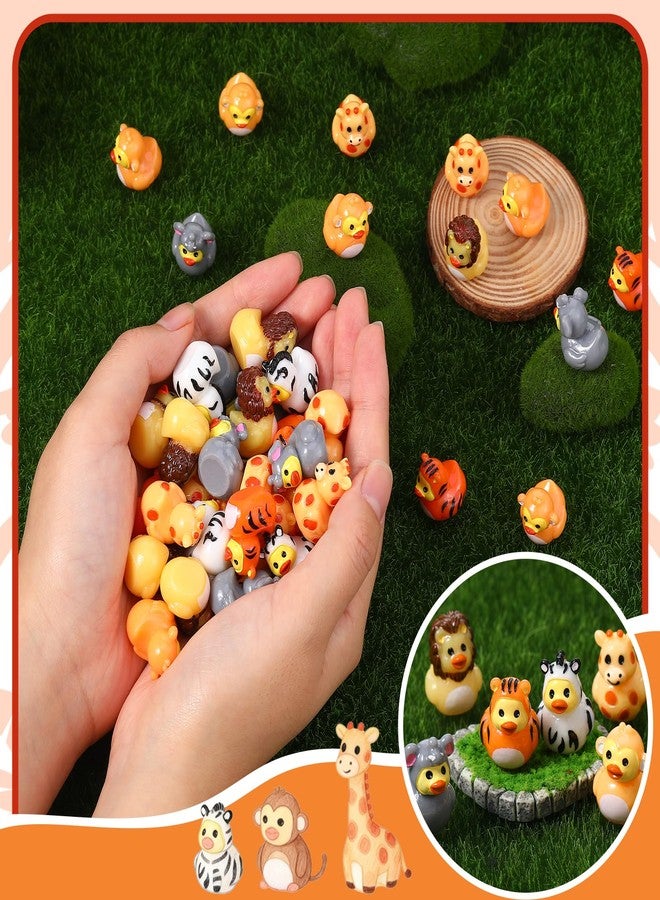GGSTDDUP 60Pcs Mini Resin Animals Ducks Tiny Resin Jungle Animals Figures Tiger Lion Monkey Miniature Ducks to Hide for Craft Garden Dollhouse Landscape Ornament Potted Decor - Image 4