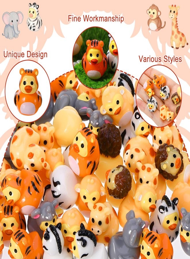 GGSTDDUP 60Pcs Mini Resin Animals Ducks Tiny Resin Jungle Animals Figures Tiger Lion Monkey Miniature Ducks to Hide for Craft Garden Dollhouse Landscape Ornament Potted Decor - Image 3