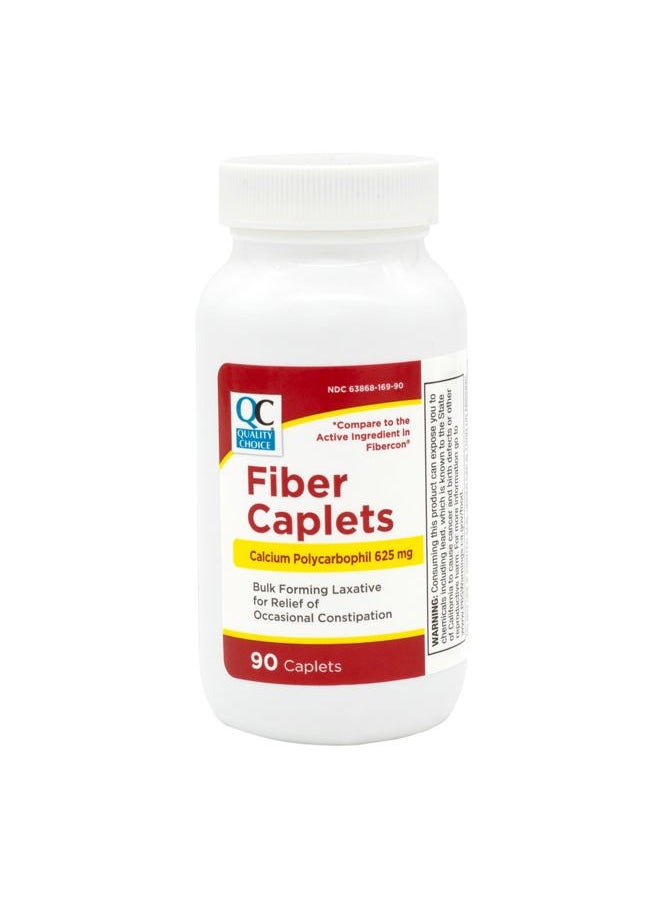 Quality Choice Fiber Therapy Caplets, Safe and Comfortable Constipation Relief Without The Gas and Bloating, Insolubale Fiber for Bowel Irregularity in a 90 Count Bottle of Caplets  - Image 1