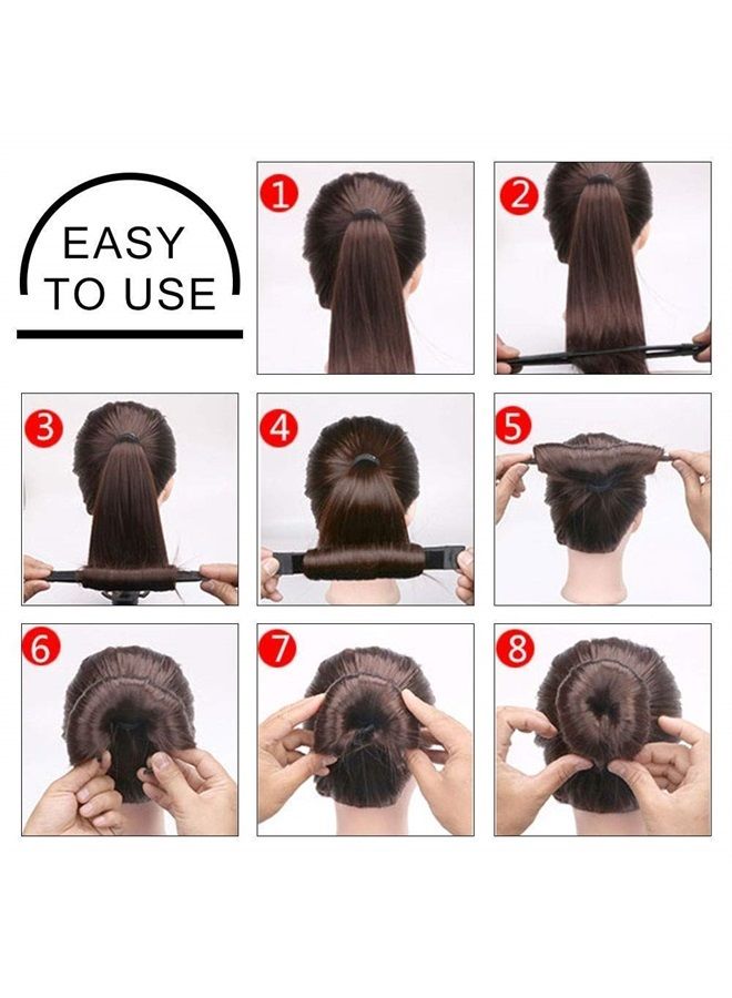 iFlyMars 3 Pieces Hair Donut Bun Makers, 2 Pieces Foam Sponge Bun Shapers, 1 Pieces Magic French Twist Hairstyle Clip,2 Snap Bun Makers,10 pieces Hair Elastic Bands, 20 pieces Hair Pins (Brown) - Image 5