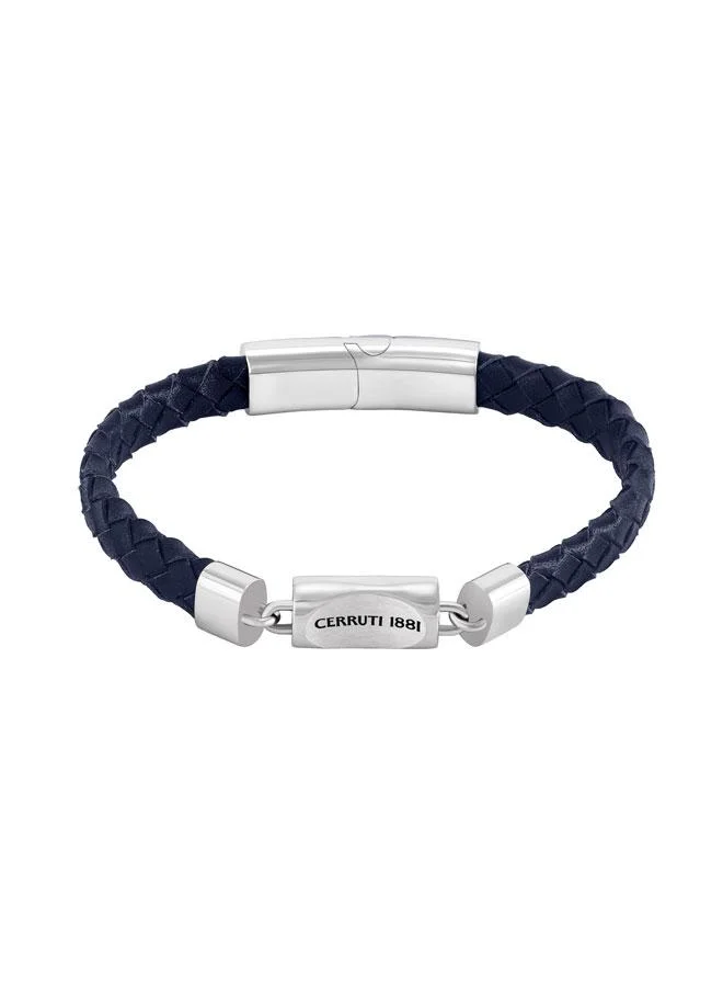 شيروتي 1881 Ubaldo Blue Braided Leather Bracelet for Men