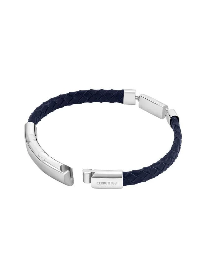 شيروتي 1881 Ubaldo Blue Braided Leather Bracelet for Men