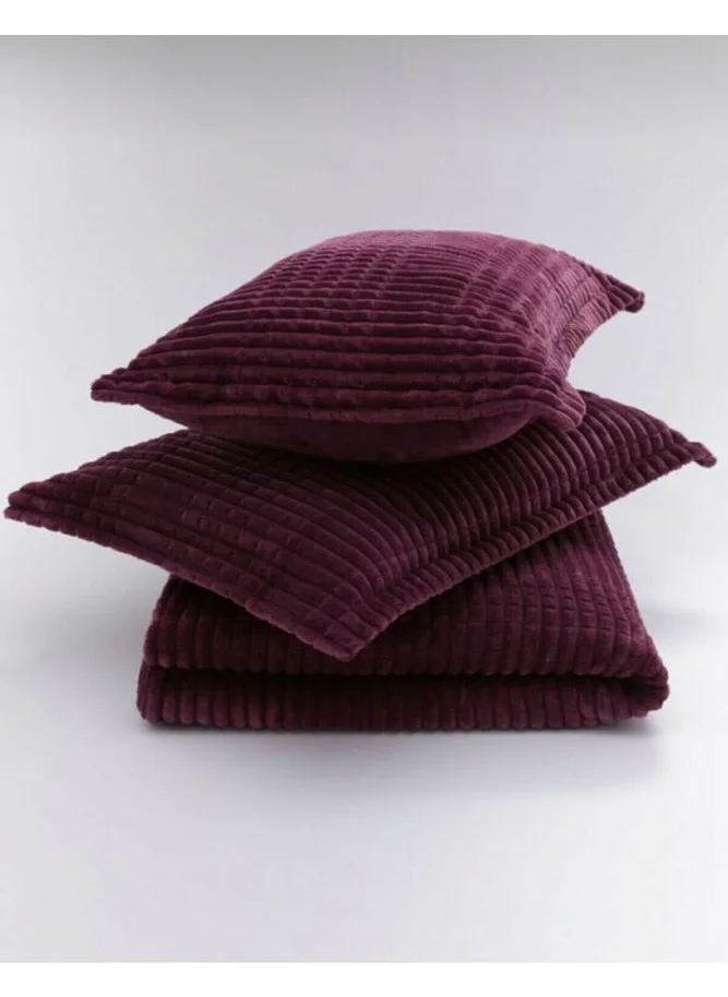 MERINOS Modern Line 3 Piece Blanket Set Cherry Color