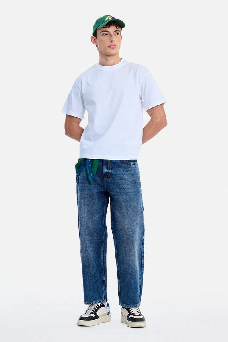 SNITCH Blue Blue Solid Loose Fit Streetwear Jeans for Men | Best Price UAE