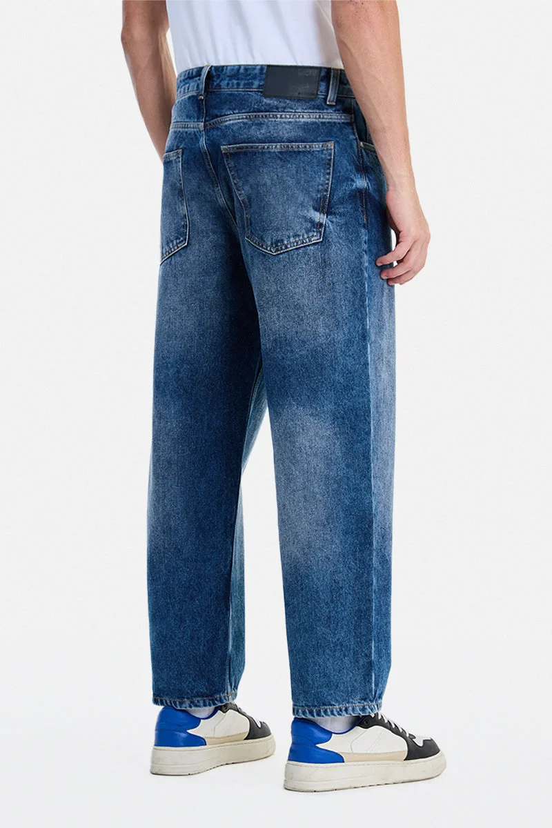 SNITCH Blue Blue Solid Loose Fit Streetwear Jeans for Men | Best Price UAE