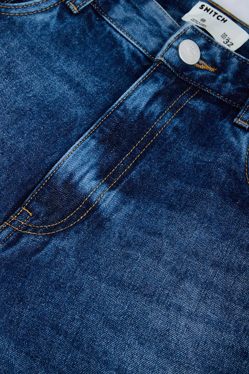 SNITCH Blue Blue Solid Loose Fit Streetwear Jeans for Men | Best Price UAE