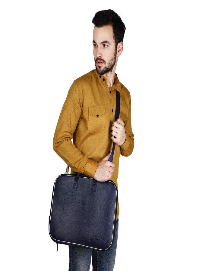 Wearslim® Cady Collection Durable Briefcase Carrying Case for 15.6 in Laptops & Notebooks with Shoulder Strap, Hard Shell Durable PU Leather Briefcase Laptop Bag - Blue - Image 2