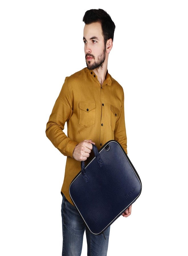 Wearslim® Cady Collection Durable Briefcase Carrying Case for 15.6 in Laptops & Notebooks with Shoulder Strap, Hard Shell Durable PU Leather Briefcase Laptop Bag - Blue - Image 1