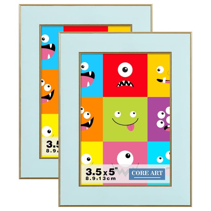 35x5 Picture Frames Soft Blue 35 by 5 Colorful Photo Frame with HD Plexiglass Wall or Tabletop Display Set of 2