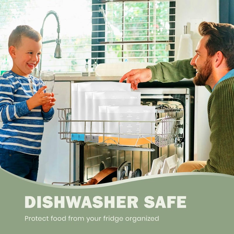 IDEATECH Dishwasher Safe Reusable Storage Bags Stand Up - BPA Free Reusable Sandwich Bags - Leakproof Gallon Freezer Bags, Silicone Food Storage Bags -Grey 6 Gallon Bags - Image 2