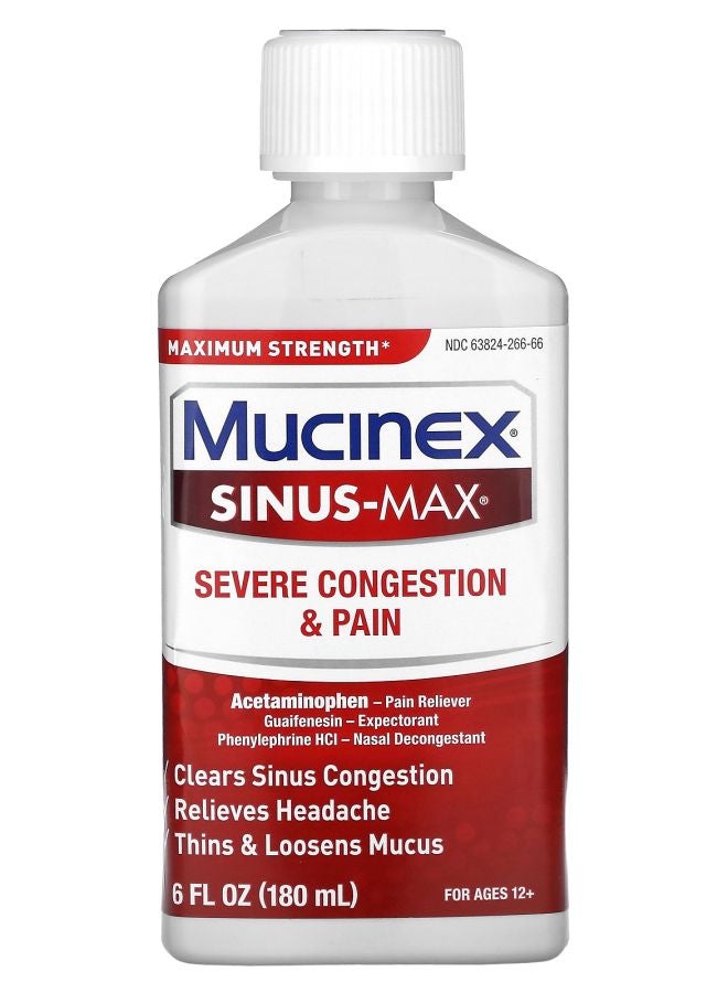 Sinus-Max Severe Congestion & Pain For Ages 12+ 6 fl oz (180 ml)