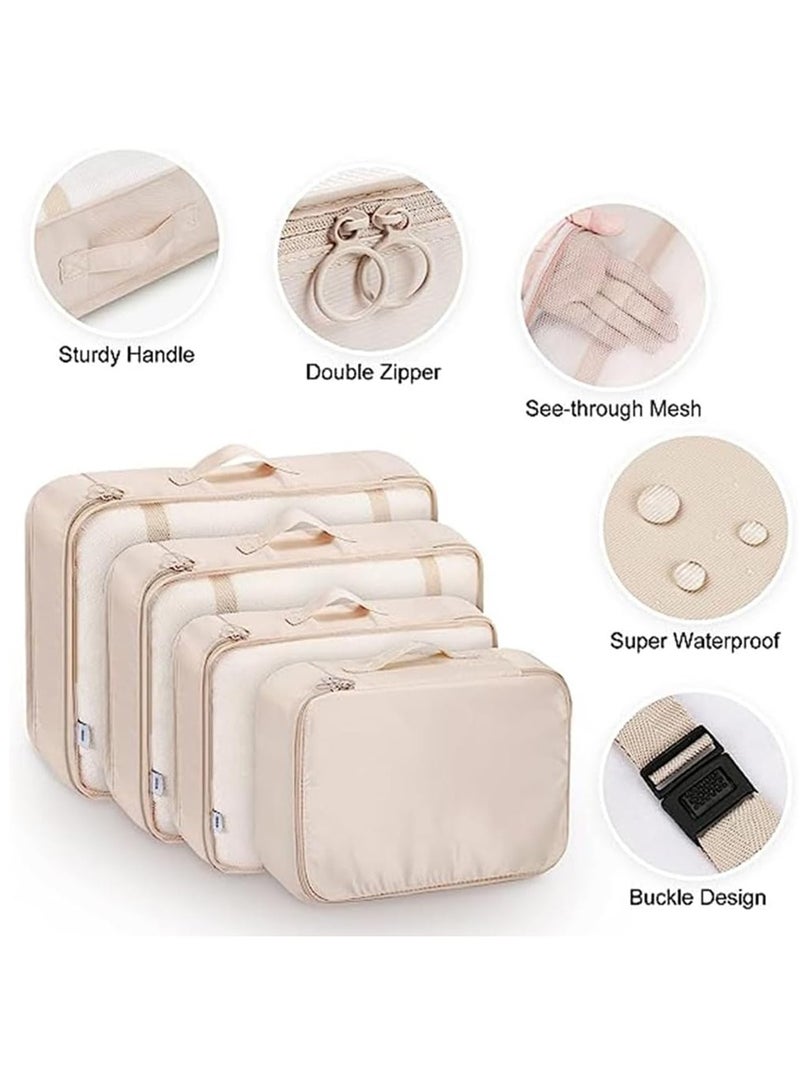 rayze Packing Cubes, 7 Set Travel Storage Bags for Clothes, Lightweight Luggage Travel Packing Organizers for Clothing Sorting, Travel Accessories (Beige) - Image 2