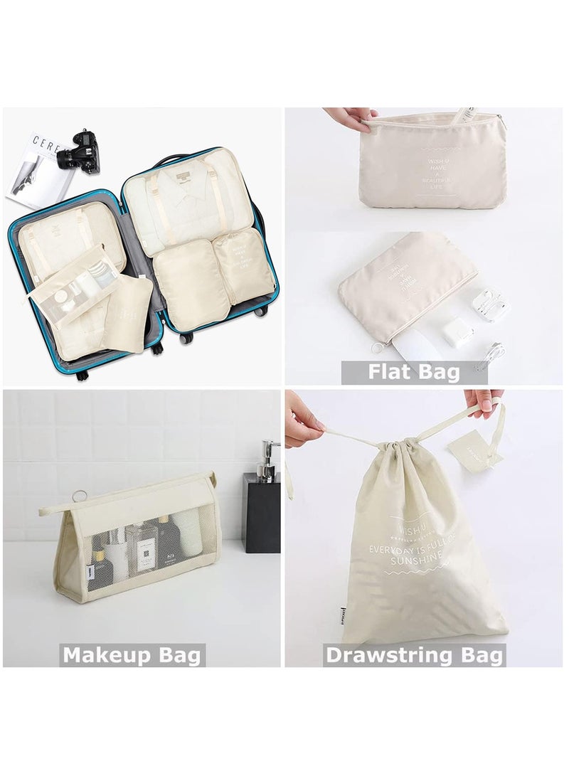 rayze Packing Cubes, 7 Set Travel Storage Bags for Clothes, Lightweight Luggage Travel Packing Organizers for Clothing Sorting, Travel Accessories (Beige) - Image 4