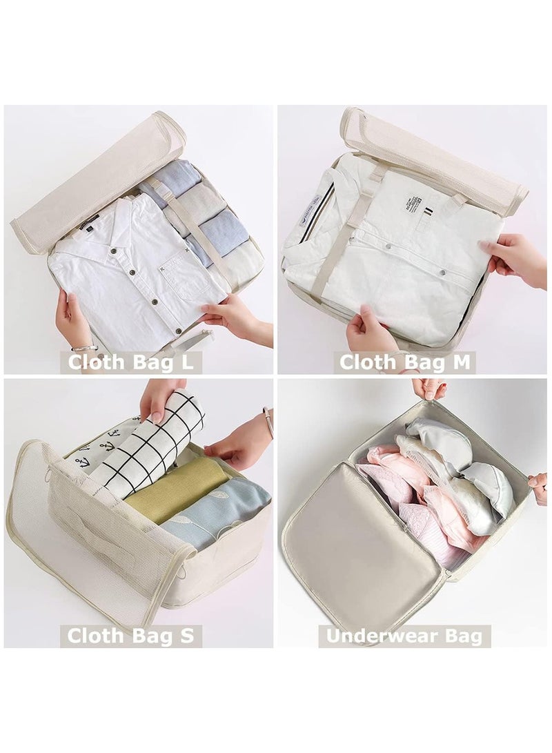 rayze Packing Cubes, 7 Set Travel Storage Bags for Clothes, Lightweight Luggage Travel Packing Organizers for Clothing Sorting, Travel Accessories (Beige) - Image 3
