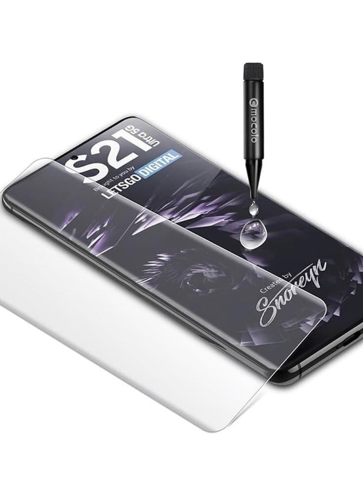 Samsung Galaxy S21 Ultra UV Tempered Glass Screen Protector 3D Curved Full Glue  Edge to Edge Coverage (*Attemtion Finger Print Not Supporting) (Galaxy S21 Ultra) - Image 1