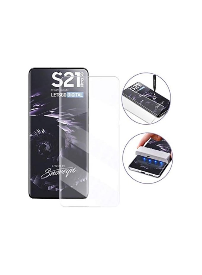 Samsung Galaxy S21 Ultra UV Tempered Glass Screen Protector 3D Curved Full Glue  Edge to Edge Coverage (*Attemtion Finger Print Not Supporting) (Galaxy S21 Ultra) - Image 2