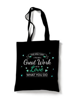 Reusable Eco Friendly Black Cotton Canvas Tote Bag/Shopping/Shoulder Bag Love What You Do White