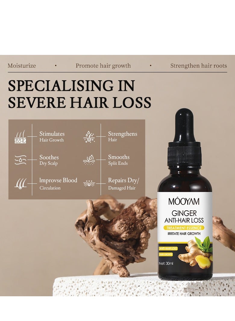 MOOYAM Ginger Hair Growth Essence 30ml Anti Hair Loss Treatment Strengthens Hair Follicles Reduces Breakage and Promotes Thicker Fuller Hair for All Hair Types - Image 3