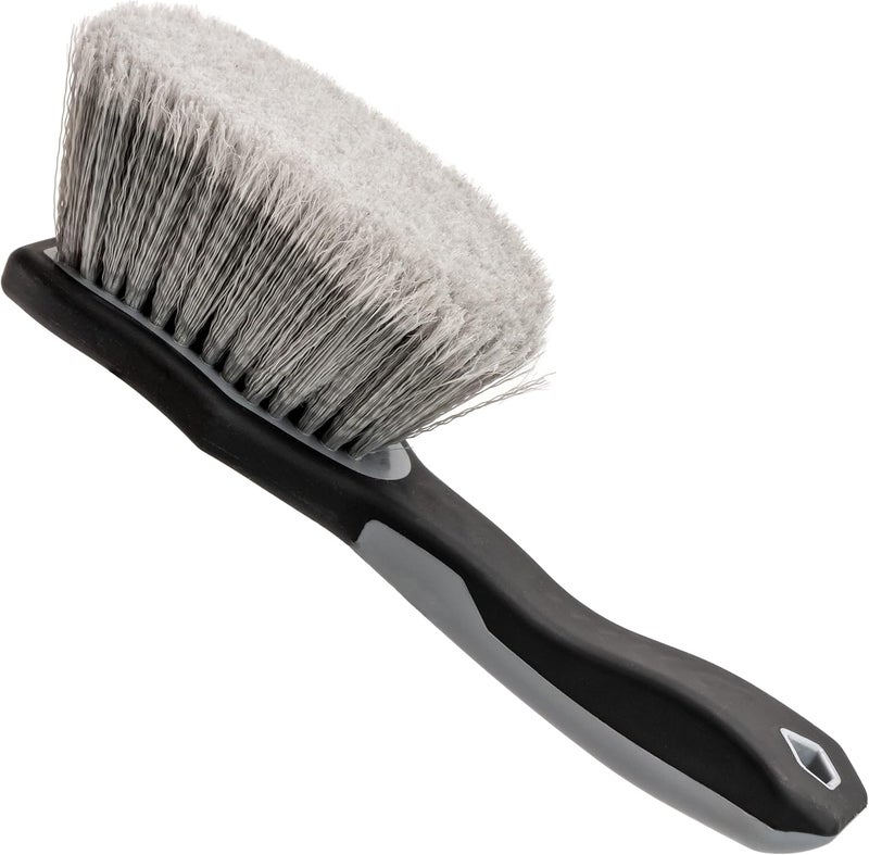 Viking فرشاة غسيل السيارات VIKING - فرشاة العجلات والرفارف، مقبض قصير لتنظيف الإطارات لتفاصيل السيارة، 10.3 بوصة، رمادي/أسود - Image 1