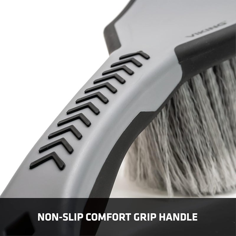 Viking فرشاة غسيل السيارات VIKING - فرشاة العجلات والرفارف، مقبض قصير لتنظيف الإطارات لتفاصيل السيارة، 10.3 بوصة، رمادي/أسود - Image 2