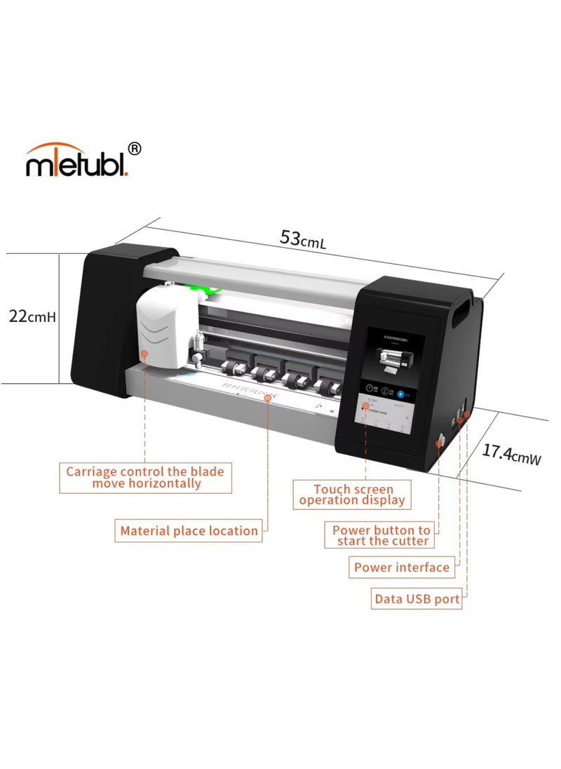 mietubl - MTB-CUT M180T Mobile Phone Screen Protector Mobile Phone Film Cutting Machine，Smart Fully Automatic Touch Screen Control Automatic Cutting Film Cutting Machine Suitable For Mobile Phones, Tablet, Notebook, & Laptops Vinyl Cutting Machine Use For Multipurpose Maximum Film Width 320MM Maximum Cutting Width 240MM Total Install Templates More Than 26000 - Image 1