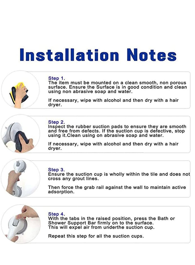 Zikra Anti-Slip Suction Bathroom Grab Rails, Hand Rail For Disabled, Portable Mobility Aids Safety Handle With Suction Cup Fitting, No Fixings Needed For Bathroom - Image 4