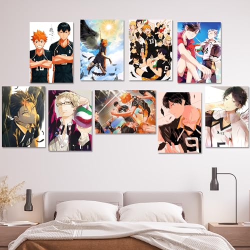 Thepaper9store Paper9store Pack of 9 - Anime Posters self-Adhesive Anime Wall Poster for Room, Size A4 Self-Adhesive 300 GSM Thick matt Poster (Haikyuu) - Image 2