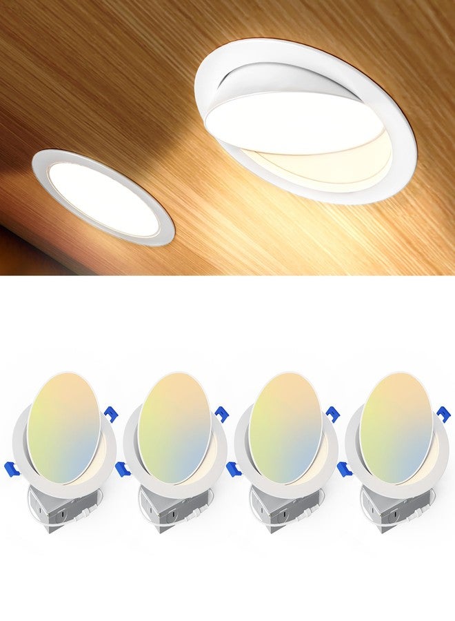 Ensenior 4 Pack 6 inch LED Eyeball Recessed Lighting, 360°+90° Rotatable and 2700K-5000K Selectable, Dimmable Gimbal Recessed Lights, Canless Angled Adjustable Ceiling Downlight, 1300LM, 13W=115W-FCC - Image 1