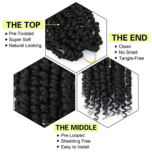 AMELI Passion Twist Crochet Hair 8Inch Passion Twist Hair 8 Packs Pre-Twisted Short Passion Twist Crochet Hair for Black Women Soft Curly Crochet Hair 1B - Image 4