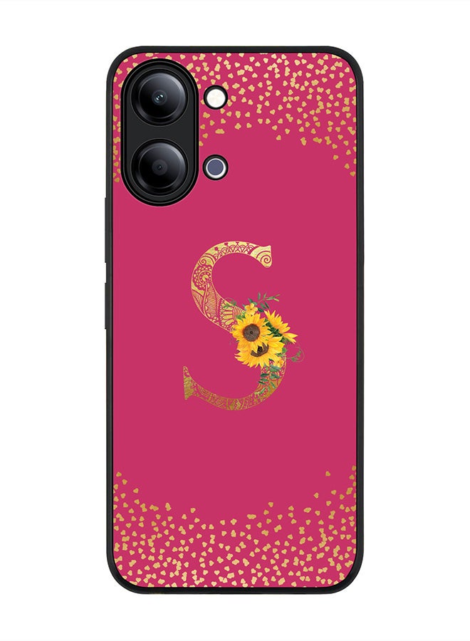 Stylizedd For vivo Y21 / Y11 Case,Slim fit Camera Protection, Shockproof Thin Phone cover  - Custom Floral Monogram - S ( Deep Pink ) - Image 1