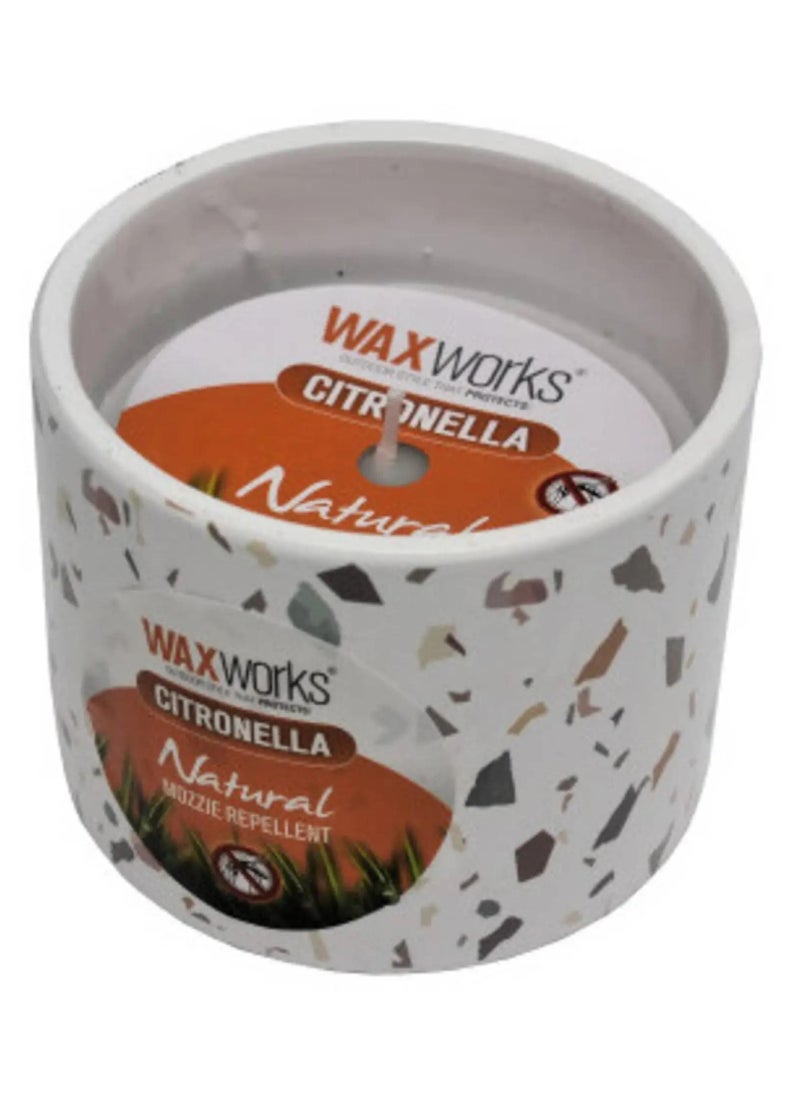 Waxworks Citronella Wax Candle With Ceramic Terrazzo Pot  - Image 1