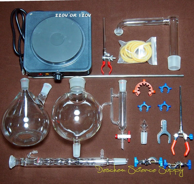 cheekyglo Essential Oil Steam Distillation Apparatus,Distillation Set,W/Allhin Condenser - Image 1