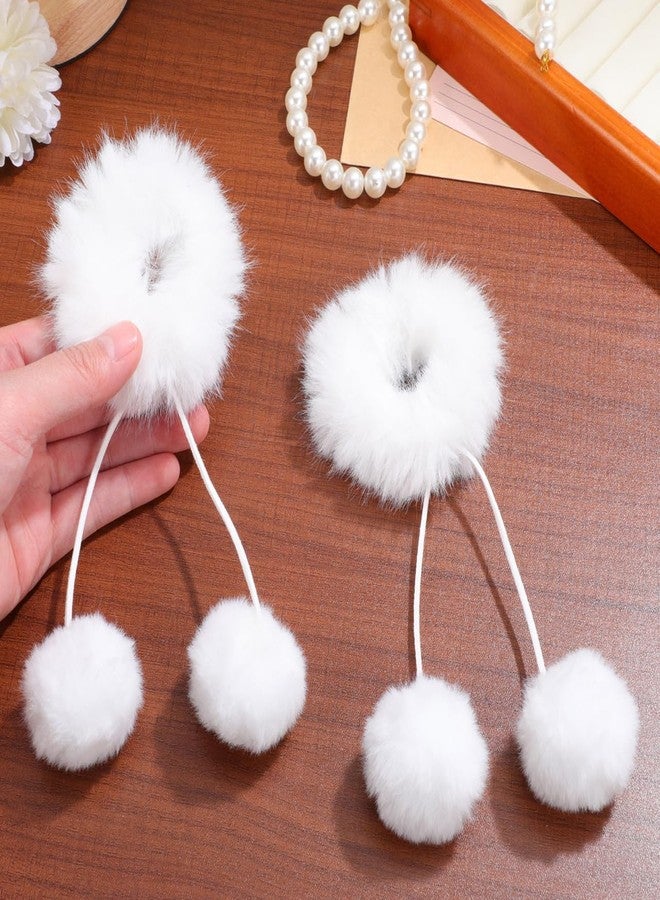 FOMIYES 2-Pack Fluffy Pompom Hair Scrunchies - Soft Plush Hair Ties for Women and Girls Perfect for Ponytails Buns & Casual Styles Ideal for Parties & Everyday Wear (White) - Image 4