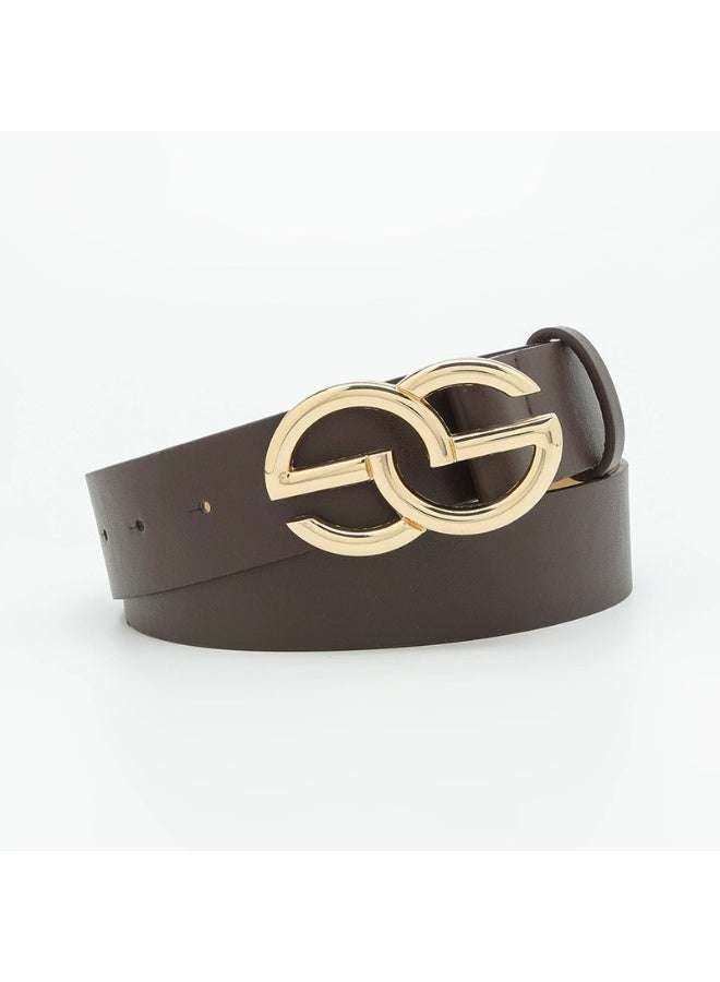 Goolsky Classic Solid Color PU Leather Belt - Double Logo Buckle Simple Waistband, Casual Belt for Women & Men (Jeans/Pants Compatible) - Image 1