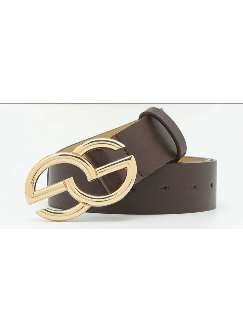 Goolsky Classic Solid Color PU Leather Belt - Double Logo Buckle Simple Waistband, Casual Belt for Women & Men (Jeans/Pants Compatible) - Image 5
