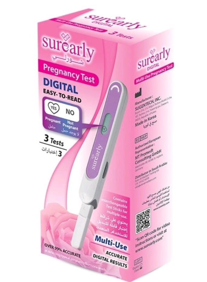 Surearly Digital pregnancy test device 3 tests 