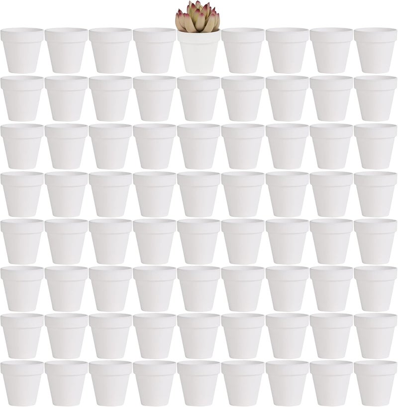 Yishang أواني طين بيضاء صغيرة 72 قطعة من ييشانغ 25 وعاء طين تيراكوتا خزفي زارع نباتات صبار أواني تيراكوتا للنباتات العصارية مع فتحة تصريف رائعة للحرف والهدايا في حفلات الزفاف - Image 1
