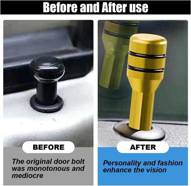 AutoBizarre Car Door Lock Knobs Aluminum Alloy Inner Door Lock Pull Pins for Car Decoration Universal for All Cars (Gold) - Image 4