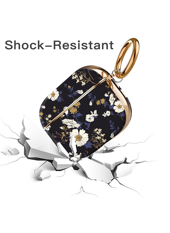 O Ozone - Case for Airpods Pro 2nd Generation , Stylish Premium Cute Flower Skin Hard PC Shockproof Protective Cover with Keychain Hook - Blue Marble - Image 1