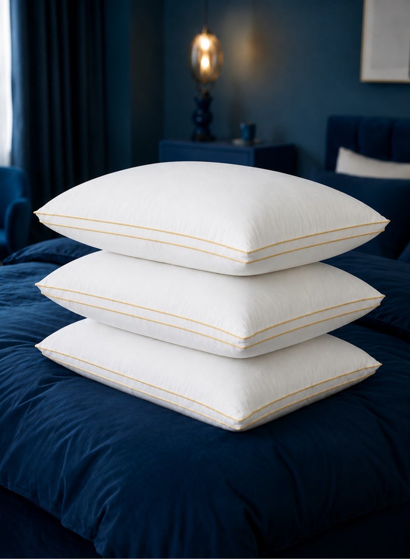 House One 3 Piece | Luxury Sleeping Pillow with Microfiber Filling, Elegant Double Gold Trim & Comfortable Support – 1000g - Image 1
