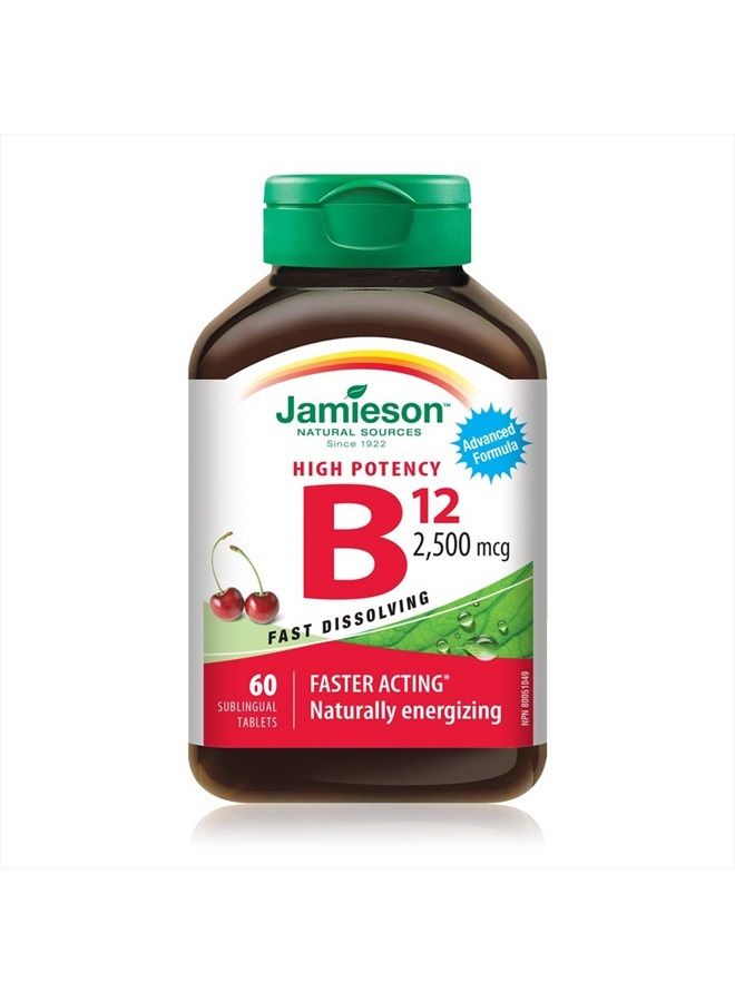 Jamieson Vitamin B12 2,500 mcg(METHYLCOBALAMIN), 60 Sublingual Tablets - Image 1