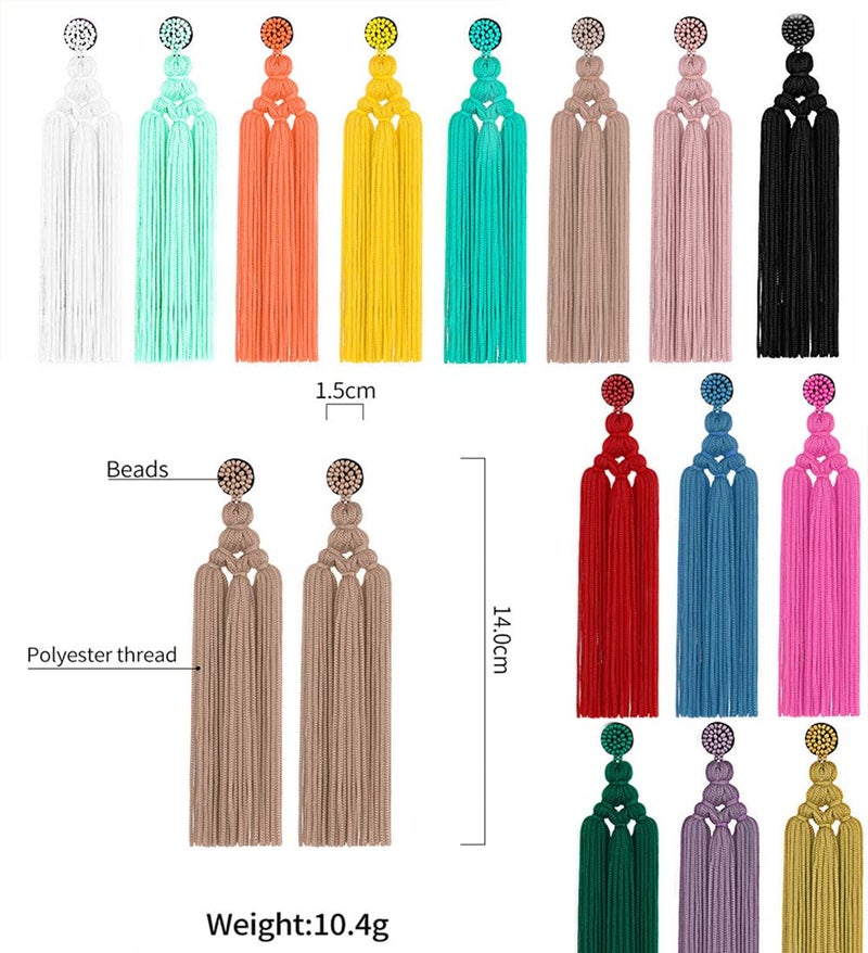 Adoshine Bohemian Tassel Earrings for Women Dangling Chandelier Boho Statement Layer Earrings Long Woven Large Thread Fringe Drop Earrings - Image 3