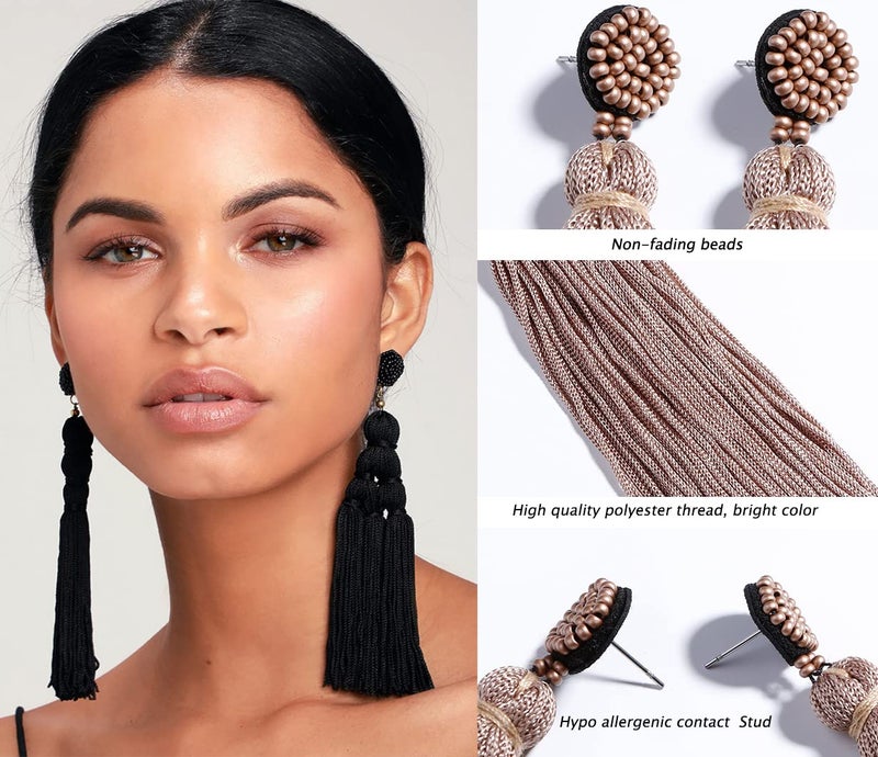 Adoshine Bohemian Tassel Earrings for Women Dangling Chandelier Boho Statement Layer Earrings Long Woven Large Thread Fringe Drop Earrings - Image 5