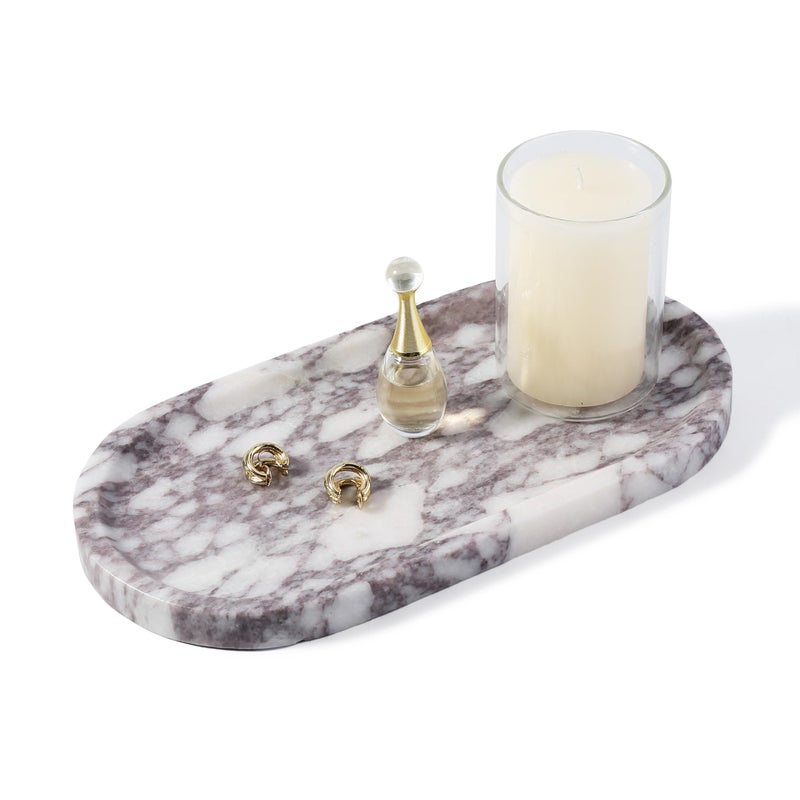 Koville Real Luxurious Natural Marble Vanity Tray 10x5 Calacatta Viola Marble Catchall Tray for Bathroom Stone Perfume Trays Jewelry Dish for Dresser Genuine Stone Storage Tray for Home Decor - Image 2