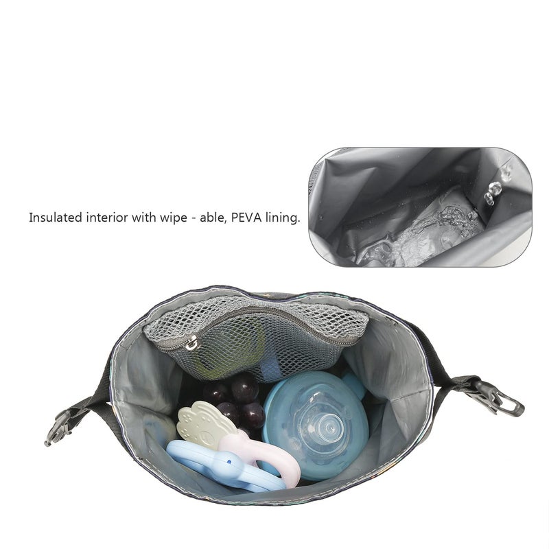 MOMIGO Baby Diaper Bag Stroller Bag With Snack Cooler Bag - Diaper Caddy Tote Baby Stroller Bag Nursery Storage Bin for Diapers, Wipes & Toys Mini Diaper Bag for Outdoor (Flower) - Image 4
