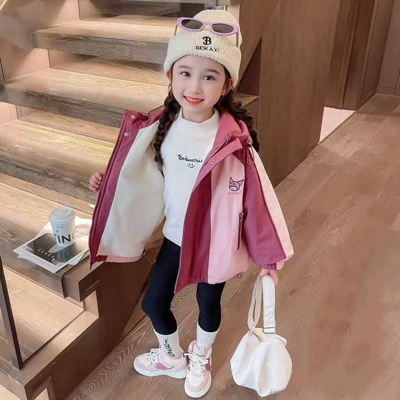 Girls New Style Coat Autumn and Winter Foreign Style fleece-lined Rushwork Childrens Winter Cotton-padded Thickened Cotton-padded Coat Fashionable Cool Coat Fall and winter treasure coat spring & fall pink