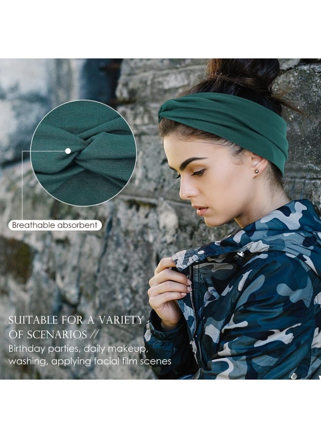 Premify 12 قطعة من أربطة الرأس المرنة للنساء والفتيات، غير قابلة للانزلاق، ناعمة، ملتوية، مزينة بأسلوب بوهيمي، أربطة شعر مرنة للحياة اليومية، اليوغا، التمارين الرياضية، الجري، الرياضة، لفات شعر سميكة، [متعددة الألوان] - Image 5