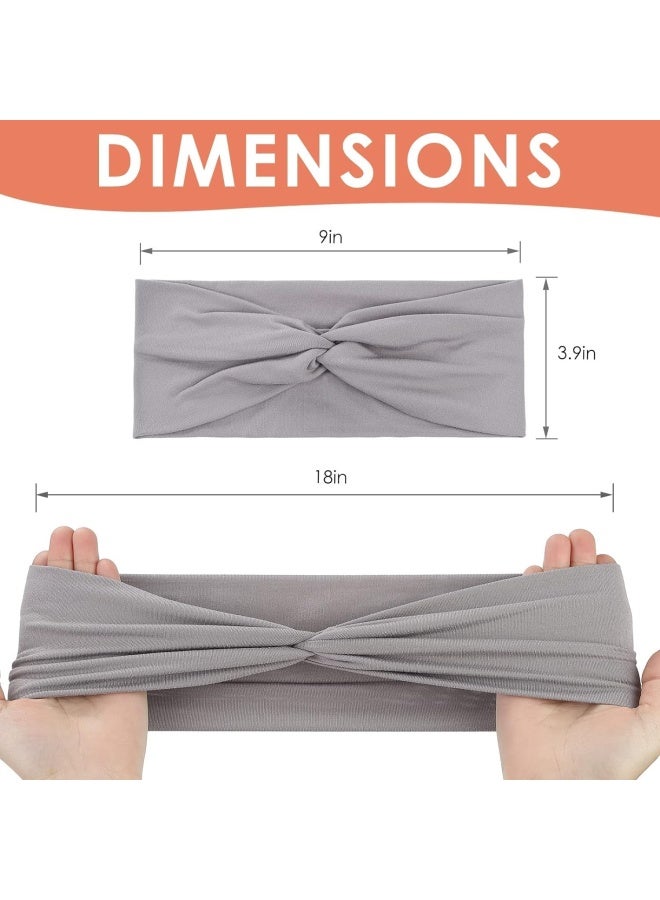 Premify 12 قطعة من أربطة الرأس المرنة للنساء والفتيات، غير قابلة للانزلاق، ناعمة، ملتوية، مزينة بأسلوب بوهيمي، أربطة شعر مرنة للحياة اليومية، اليوغا، التمارين الرياضية، الجري، الرياضة، لفات شعر سميكة، [متعددة الألوان] - Image 2